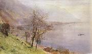 John William Inchbold Vew above MOntreux (mk46) oil on canvas